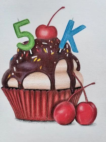 A straight-on shot of the celebratory cupcake illustration.