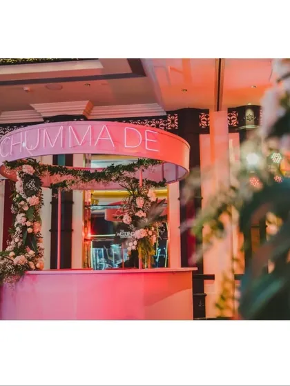 A fun and cheeky bar sign that adds a touch of Bollywood drama and personality to a cocktail party. We love creating these witty details that make guests smile.