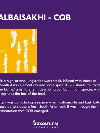 A breakdown of my track 'CQB' from the Boxout.fm Recordings release. It describes the track as a jungle/footwork piece that captures the feeling of a 'close quarter battle'.