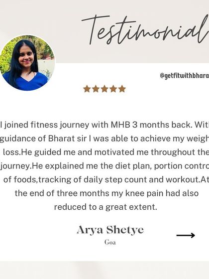 Arya was able to achieve her weight loss goals and reduce her knee pain.