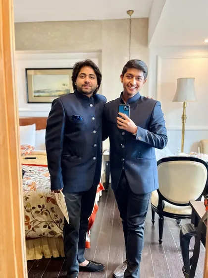 Twinning in blue with a fellow artist before our performance in New Delhi.