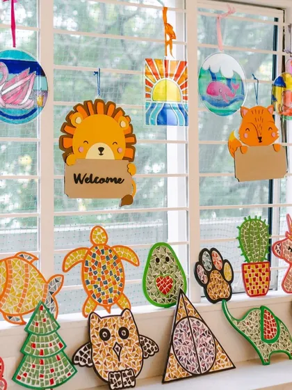 Just look at all the amazing things you can create! Our studio window is a gallery of masterpieces made by people just like you. From colorful mosaics to suncatchers, you can walk in with an idea and walk out with your own creation.