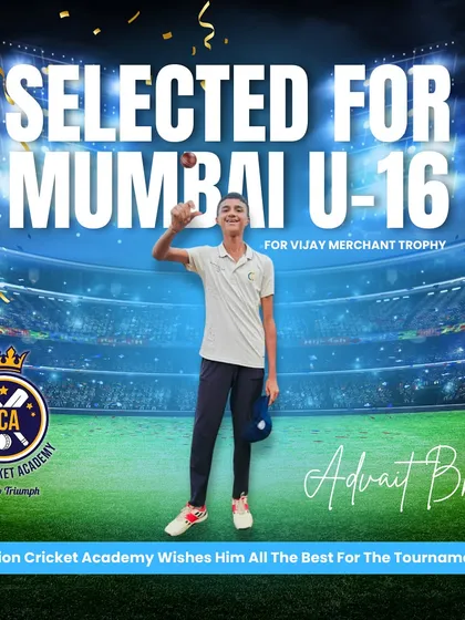 A major milestone. We celebrate Advait Bhatt's selection for the Mumbai U-16 team for the prestigious Vijay Merchant Trophy. This is a crucial step in the journey of a young cricketer in Mumbai.