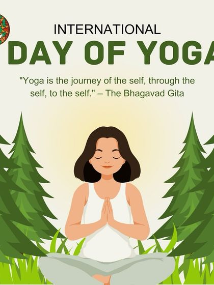 An illustrated graphic counting down to International Day of Yoga, reminding our community of the journey of the self.