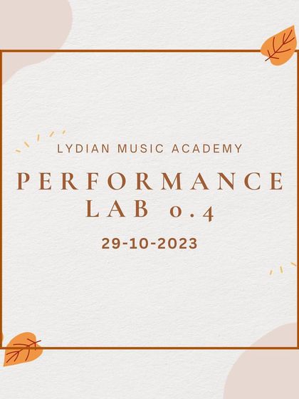 The official graphic for our "Performance Lab 0.4," part of our fall series of recitals.