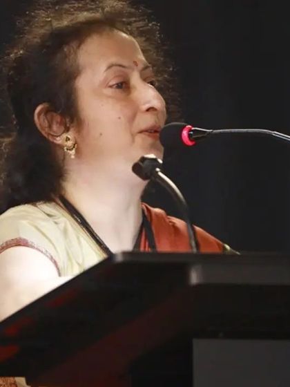 Smt. Padmini Rangarajan from Hyderabad presenting her work on innovative puppetry and virtual theatre during our international festival.