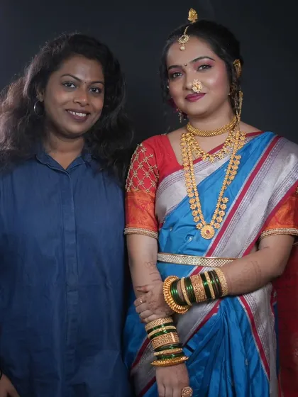 A beautiful blue Nauvari look created by one of my students during a practical session.