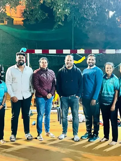 The girls' handball team with coaches and supporters. We are building a strong foundation for this exciting sport.
