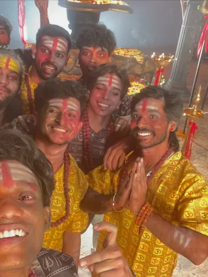 A group selfie with the dance team after a shot for the Lakhbir Singh Lakha music video. The energy and spirit on this set were incredible.
