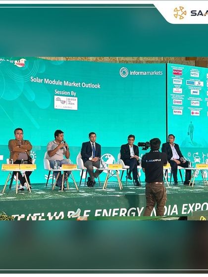 The panel discussion on the Solar Module Market Outlook at the REI Expo. We actively participate in industry dialogues to help India become self-reliant across the entire solar value chain.