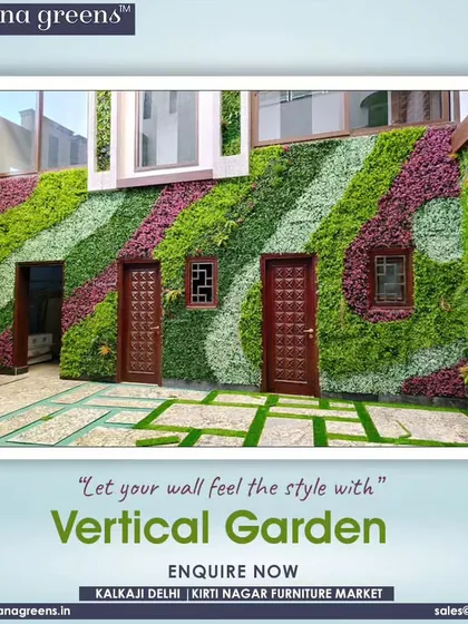 Let your wall feel the style. This incredible exterior facade uses a vertical garden with sweeping bands of color to turn the entire building into a piece of art.