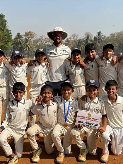 Our victorious U-12 team after winning the quarterfinals of the MCA Bhaskar Thakur Memorial. A special mention to our player who took a hat-trick in this crucial match.