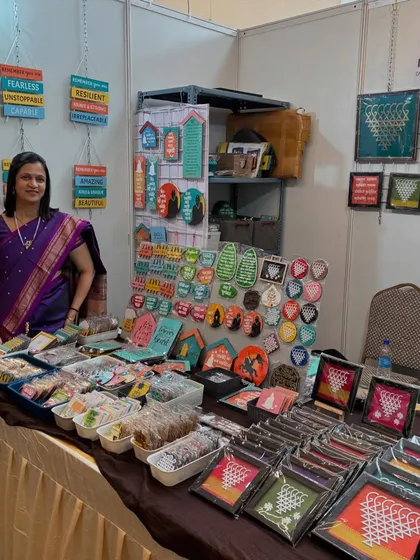Another view of my stall setup in Bengaluru. It was a proud moment to take my Maharashtrian craft to a new audience.