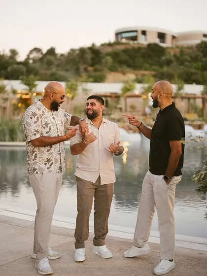 The pointing game continues. A fun shot with the team in Greece, always keeping the vibes light and fun.