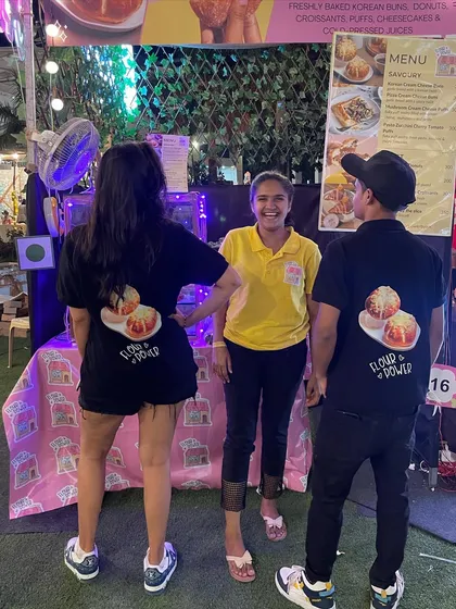 Showing off our cool team t-shirts at The Lil Flea. Ready for a busy weekend.