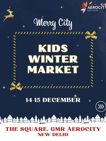 Another version of the Kids Winter Market poster, featuring a festive design with a snowman and reindeer, building excitement for the event.