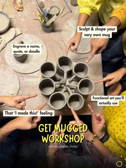 In our "Get Mugged" workshop, you can sculpt your own mug, engrave a name or doodle, and get that amazing "I made this!" feeling.
