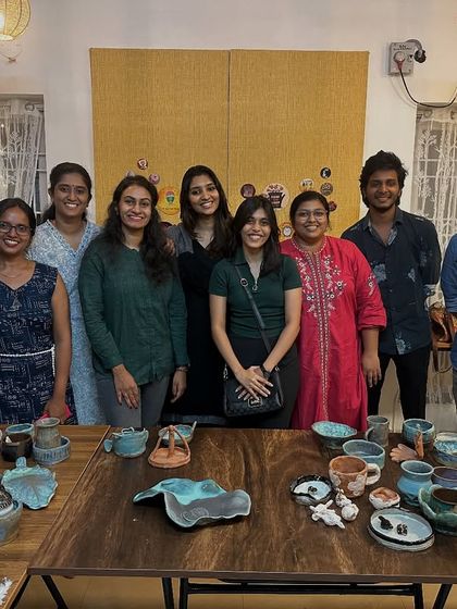 The proud creators from our very first Chennai workshop. It was their enthusiasm that sparked our journey to make pottery a regular event in this wonderful city.