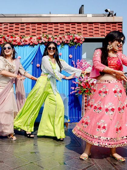 A fun, casual dance train at a mehendi ceremony. We choreograph for all wedding events, not just the sangeet.