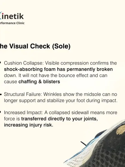 A visual check of the sole can tell you a lot. Visible compression wrinkles in the foam confirm the shock-absorbing midsole has collapsed. This means more force is transferred to your joints with every step.
