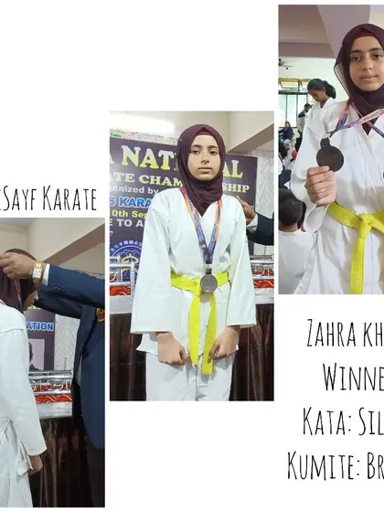 This yellow belt karateka, Zahra Khan, won a silver in Kata and bronze in Kumite in her very first tournament. It’s not just about winning, it’s about having the courage to participate and giving your best. Congratulations! 💛