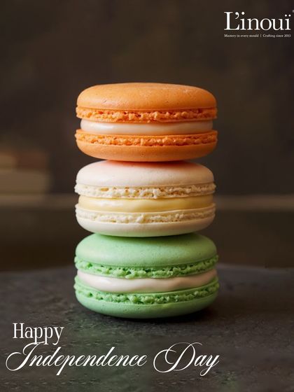 Celebrate Independence Day with our handcrafted macarons in the vibrant colours of our nation. A sweet and patriotic treat to share with family and friends.