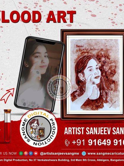 A client wanted a portrait that captured a specific, playful pose. I worked to translate that gesture and expression into the blood art medium, creating a piece that is full of personality.