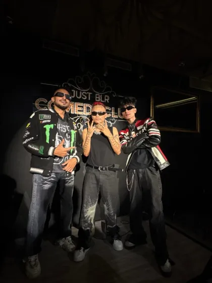 Posing with the crew at Just BLR Comedy Club after a show. The music scene is all about connections and shared energy.