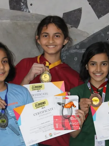 Announcing the winners for the 6-9 and 10-12 girls' categories. Congratulations to these young champions who showed immense passion and strength on the wall.