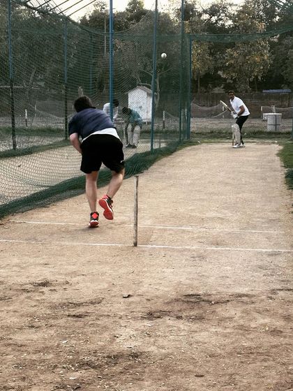 Facing a fast bowler in the nets. This is how we sharpen our skills for the tournament.