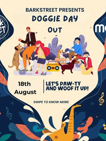 Get ready for a pawsome evening! A poster for our 'Doggie Day Out' event with fun games, curated menus, and exciting gifts.