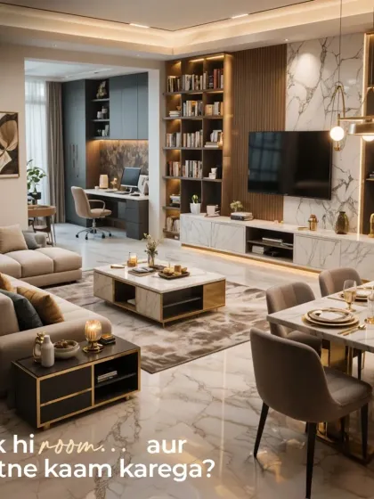 Today's homes need to do more. This open-concept space shows how we integrate living, dining, and even a dedicated home office nook into one harmonious design, proving that one room can indeed serve many purposes without sacrificing style.
