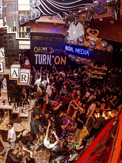 An overhead shot showing the scale of the party at Toy Room. Every corner of the club was filled with people dancing and having a great time.