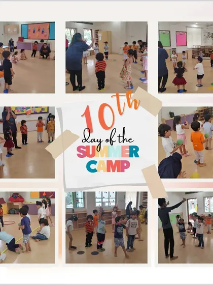 A wonderful collage from the 10th day of summer camp. These images highlight how we blend music, movement, and sports to improve physical skills and self-esteem within a group setting.