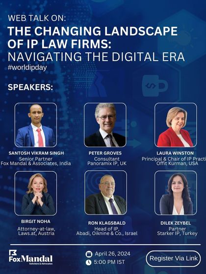 We hosted a web talk with global attorneys, including our Senior Partner Santosh Vikram Singh, on navigating the digital era in IP law.