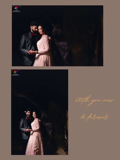 A moody and romantic reception portrait. The dark, intimate setting allows the focus to be entirely on the couple's connection and elegant attire.