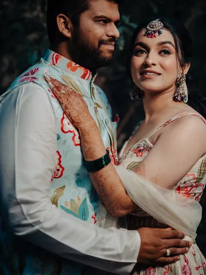 Another beautiful couple portrait from the Haldi ceremony.
