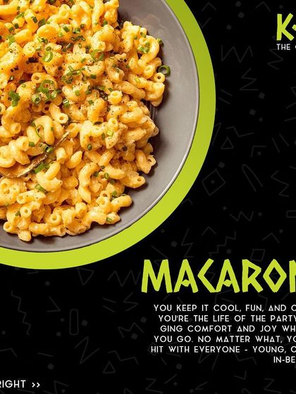 Cool, fun, and casual. Our macaroni and cheese is a comforting classic that's a hit with everyone.