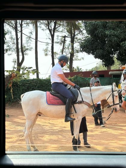 Sunday was all about riding. A view from the car window as riders get ready for a day on the trails.