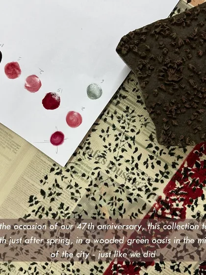 'Songs of a Vintage Spring' is our debut saree collection with the label Dhi. It is a celebration of sustainable craft, using 70+ year old teak blocks from our archive to create wearable art that tells a story of Bangalore's seasons.