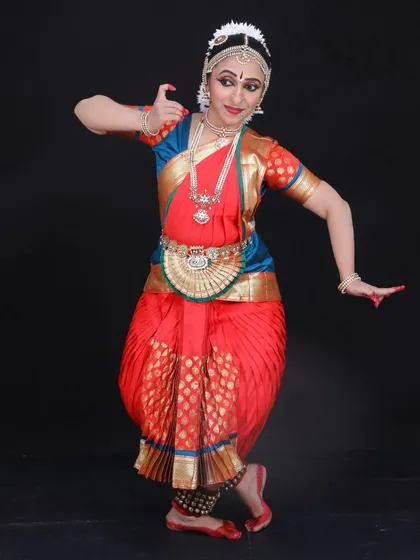 Vidya Sanjeev presented her Arangetram this year with immense hard work. This pose, depicting a deity, showcases her ability to use mudras and posture to tell a story.
