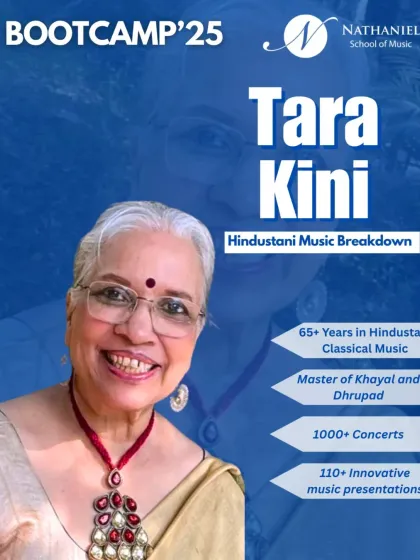 We are honored to have Tara Kini for our Hindustani Music Breakdown session. A master of Khayal and Dhrupad with over 65 years in classical music, she offers a deep dive into the nuances of raga and performance.