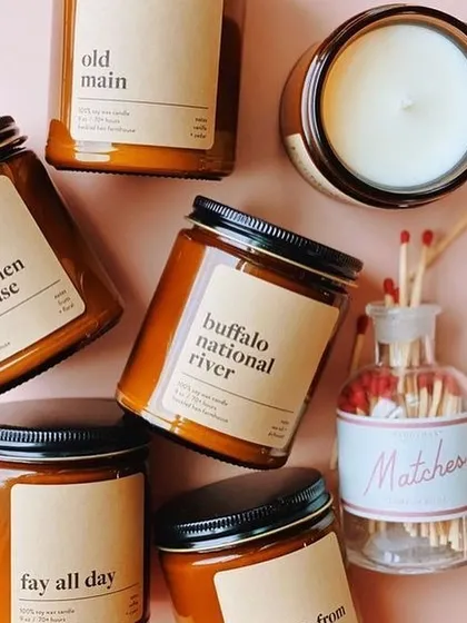 A collection of different brands that use our white-label candles. It's so exciting to see how different businesses style my creations.