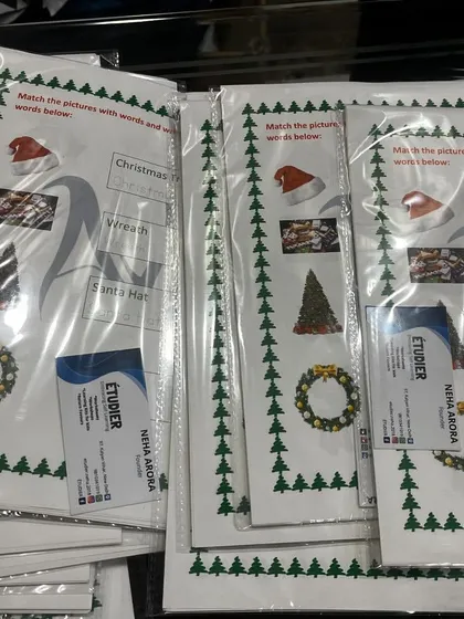 A closer look at the learning materials for our Christmas carnival. Each activity is thoughtfully designed to be both educational and entertaining for the children.