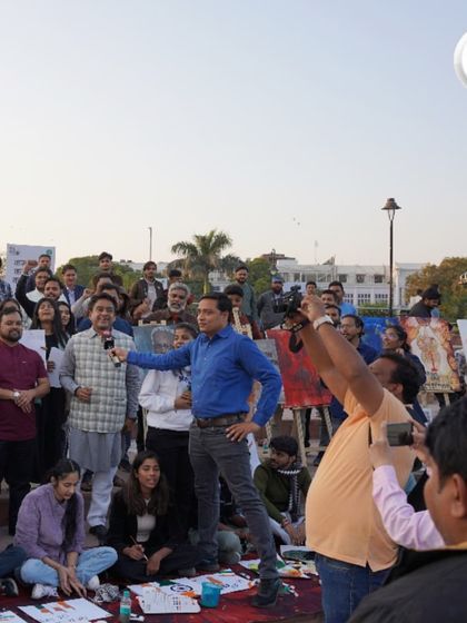 Our artists gathered at Connaught Place for a live painting event covered by News18, promoting the message of 'One Nation, One Election'.