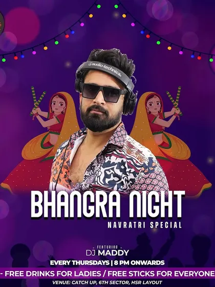 I love bringing festive energy to the club, like this 'Bhangra Night' Navratri special. We even had free dandiya sticks for everyone to get into the groove at Catch Up in HSR Layout.