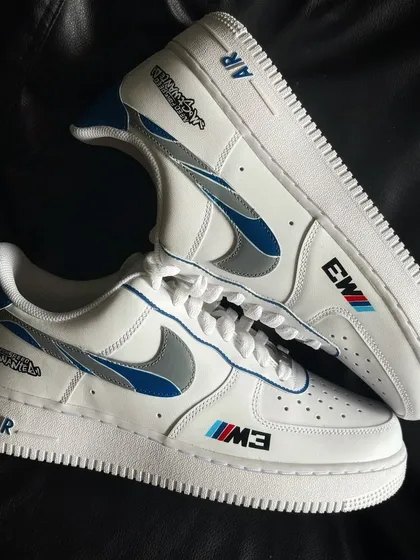 A top-down view of the M3 GTR custom sneakers, a perfect piece of nostalgia for gamers.