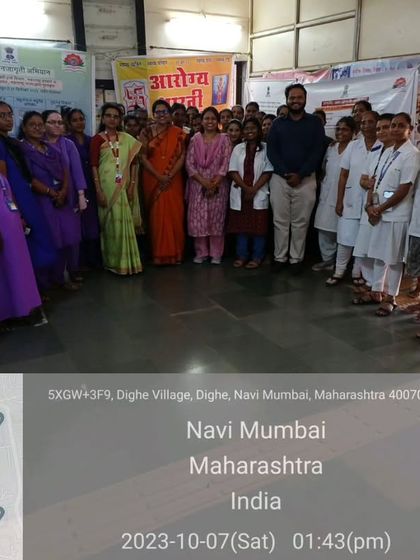 Conducting a free camp for Antenatal and Postnatal Care at a primary health center in Navi Mumbai. I guided expecting and new mothers on diet, daily regimen, and Garbhasanskar.