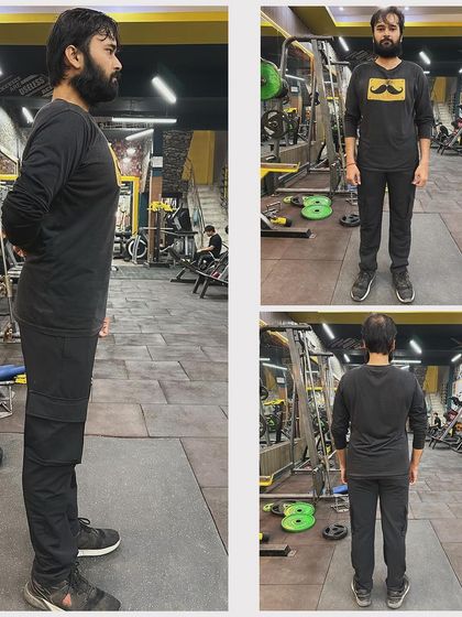 Progress in motion. This client is in the middle of their transformation journey, already showing visible changes in posture and body shape.