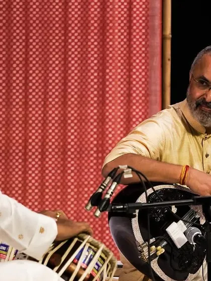 In conversation with the tabla, a key element of my solo Hindustani classical performances. This is the heart of the Maihar Gharana tradition, a deep, meditative experience I love sharing with audiences.